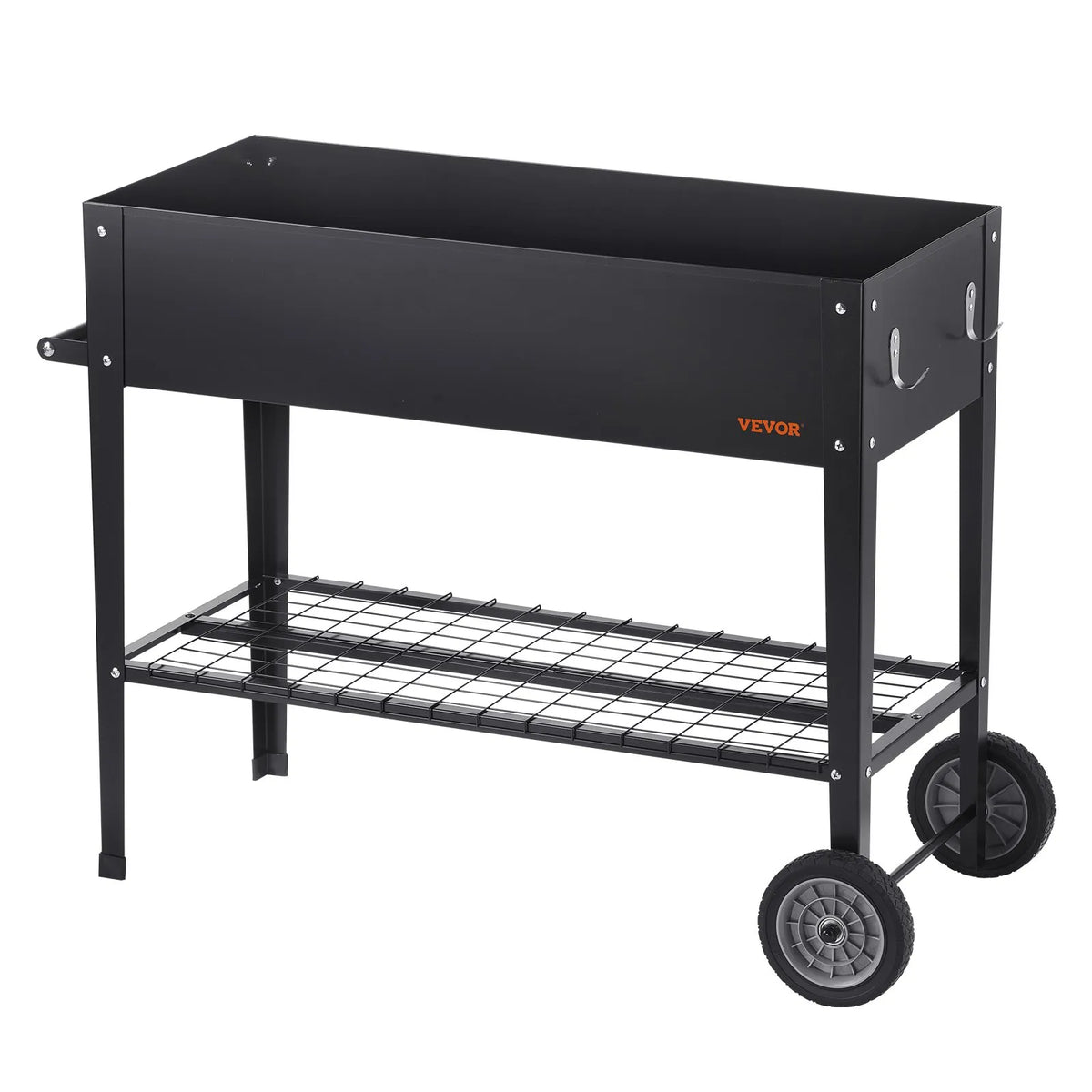 VEVOR Paaugstinātā dārza dobe, 108 × 50 × 80 cm cinkota metāla stādīšanas kaste ar kājām, piemērota ziedu, dārzeņu un garšaugu audzēšanai pagalmā, dārzā, terasē vai balkonā, melna