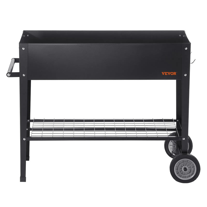 VEVOR Paaugstinātā dārza dobe, 108 × 50 × 80 cm cinkota metāla stādīšanas kaste ar kājām, piemērota ziedu, dārzeņu un garšaugu audzēšanai pagalmā, dārzā, terasē vai balkonā, melna