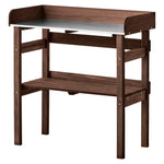 VEVOR dārza darba galds stādu pārstādīšanai ar 78 × 38 cm koka virsmu, uzglabāšanas plauktiem un āķiem, āra dārzkopības darba stacija terasei, pagalmam un balkonam, brūns