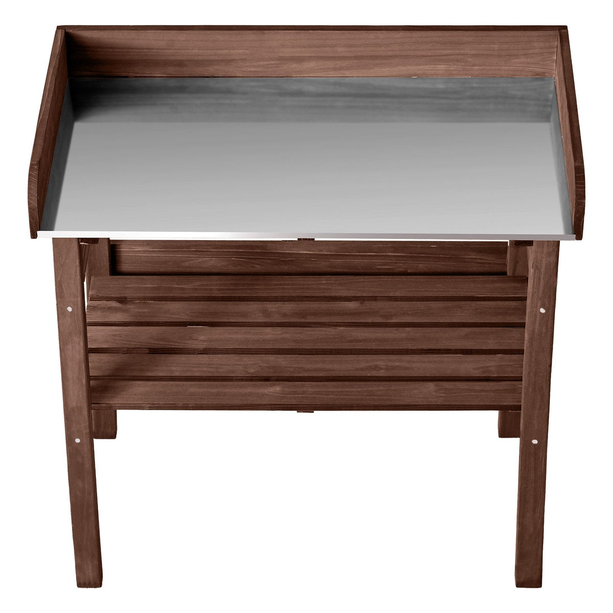 VEVOR dārza darba galds stādu pārstādīšanai ar 78 × 38 cm koka virsmu, uzglabāšanas plauktiem un āķiem, āra dārzkopības darba stacija terasei, pagalmam un balkonam, brūns
