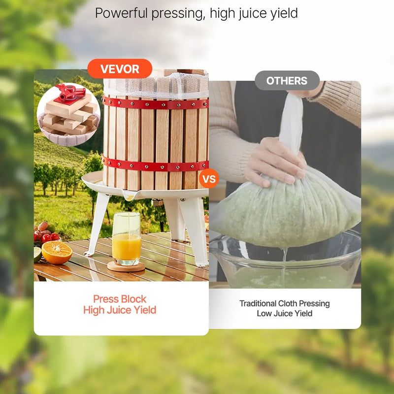 Ручной пресс для фруктового вина 12 литров, деревянная корзина, для производства вина