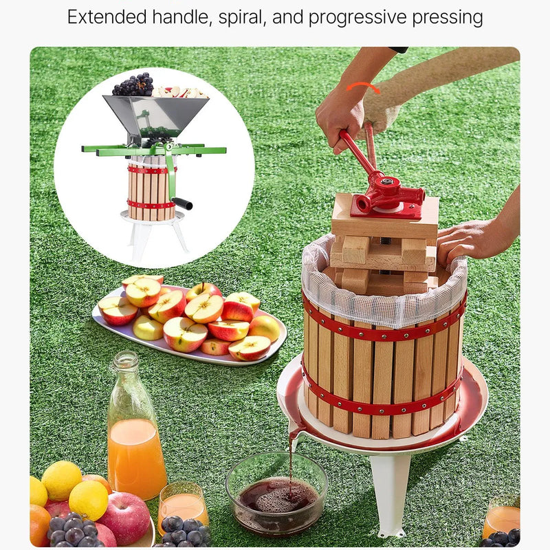 Ручной пресс для фруктового вина 12 литров, деревянная корзина, для производства вина