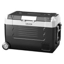 VEVOR auto ledusskapis ar kompresoru 35 l, -20 °C līdz 20 °C, DC 12/24 V un AC 100–240 V, ar lietotnes vadību, riteņiem un divām dzesēšanas zonām, piemērots RV, laivām, kempingam un makšķerēšanai