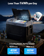 VEVOR auto ledusskapis 45 l ar kompresoru, DC 12/24 V un AC 100–240 V, temperatūra no -20 °C līdz +20 °C, divu zonu dzesētājs ar lietotnes vadību un riteņiem, piemērots auto, RV, laivām, kempingam un makšķerēšanai