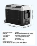 VEVOR auto ledusskapis 45 l ar kompresoru, DC 12/24 V un AC 100–240 V, temperatūra no -20 °C līdz +20 °C, divu zonu dzesētājs ar lietotnes vadību un riteņiem, piemērots auto, RV, laivām, kempingam un makšķerēšanai
