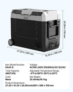 VEVOR auto ledusskapis 45 l ar kompresoru, DC 12/24 V un AC 100–240 V, temperatūra no -20 °C līdz +20 °C, divu zonu dzesētājs ar lietotnes vadību un riteņiem, piemērots auto, RV, laivām, kempingam un makšķerēšanai
