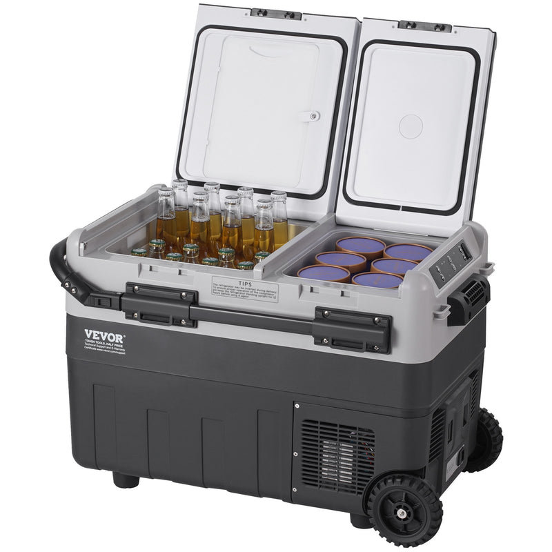 40L VEVOR pārnēsājams auto ledusskapis/saldētavas kompresors, divas zonas