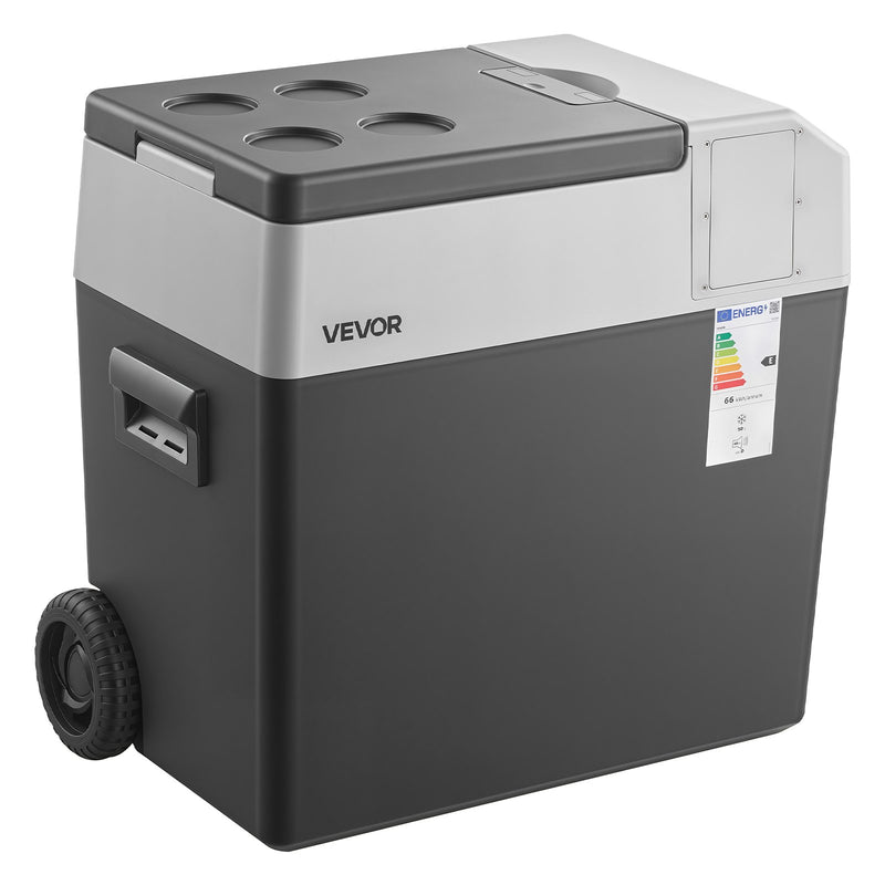 VEVOR 50 l automašīnas kompresora ledusskapis ar rokturi, riteņiem un lietotnes vadību, 12/24 V līdzstrāvai un 100–240 V maiņstrāvai, no -22 līdz 10 °C