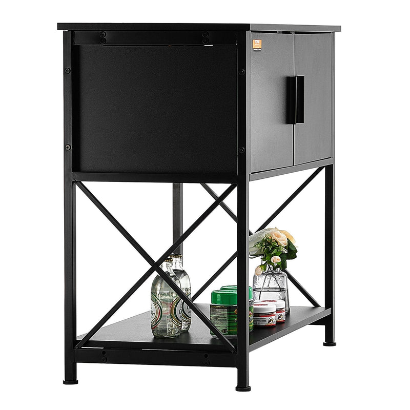 VEVOR Akvārija statīvs 110 l, tērauds un MDF, ar skapīti un elektrobloku, melns, 110 kg slodze