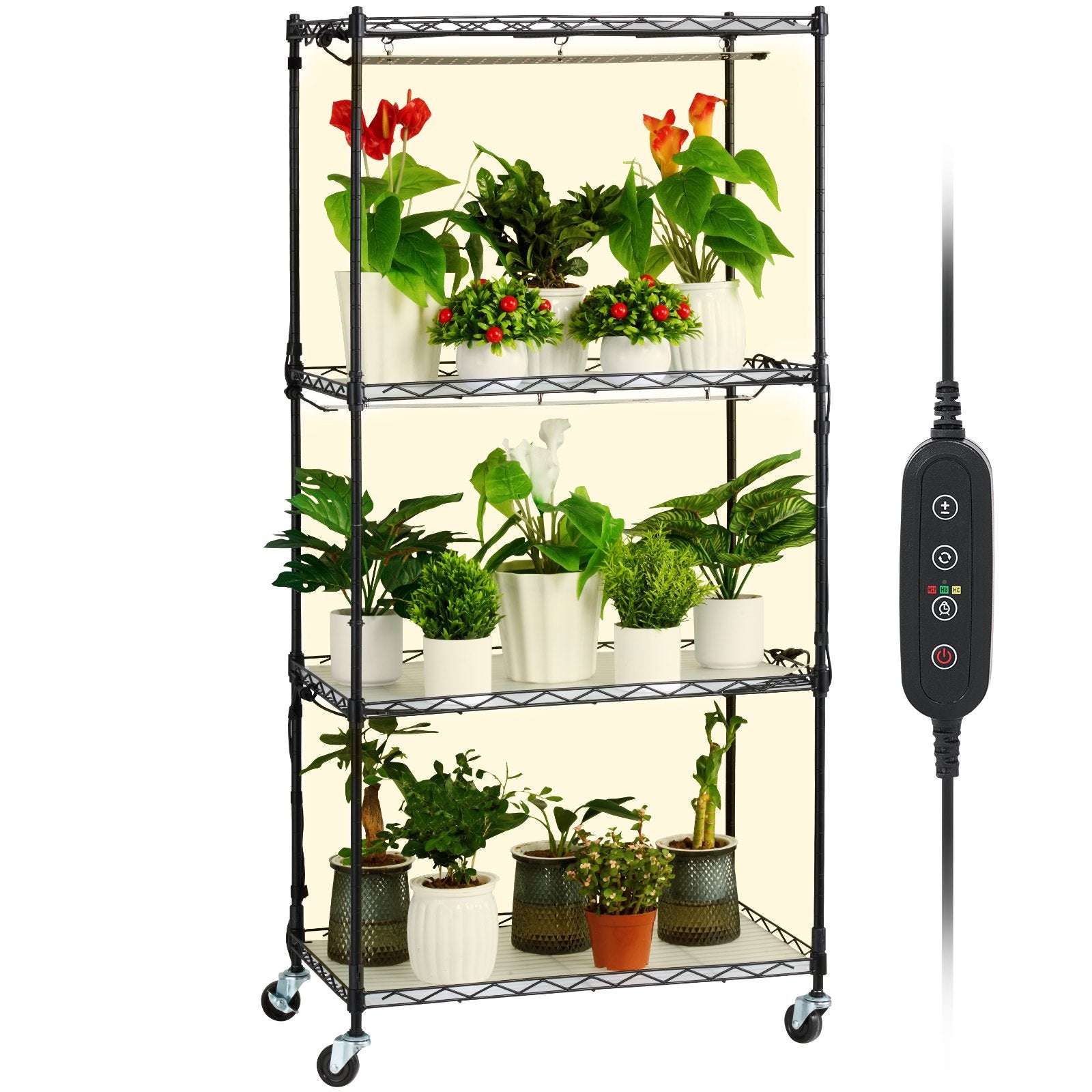 Pieejams 10 dienu laikā! VEVOR stends ar augu audzēšanas lampām - 4 līmeņi, 45W, augstums 126.5 cm