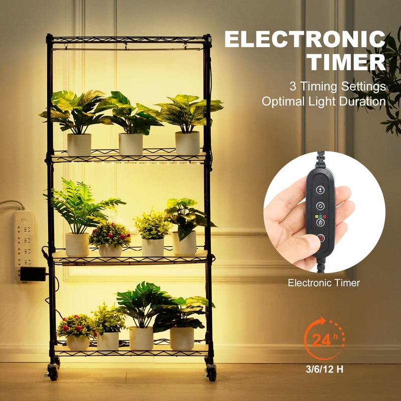 Available in 10 days! VEVOR plant stand with grow lights - 4 levels, 45W, height 126.5 cm