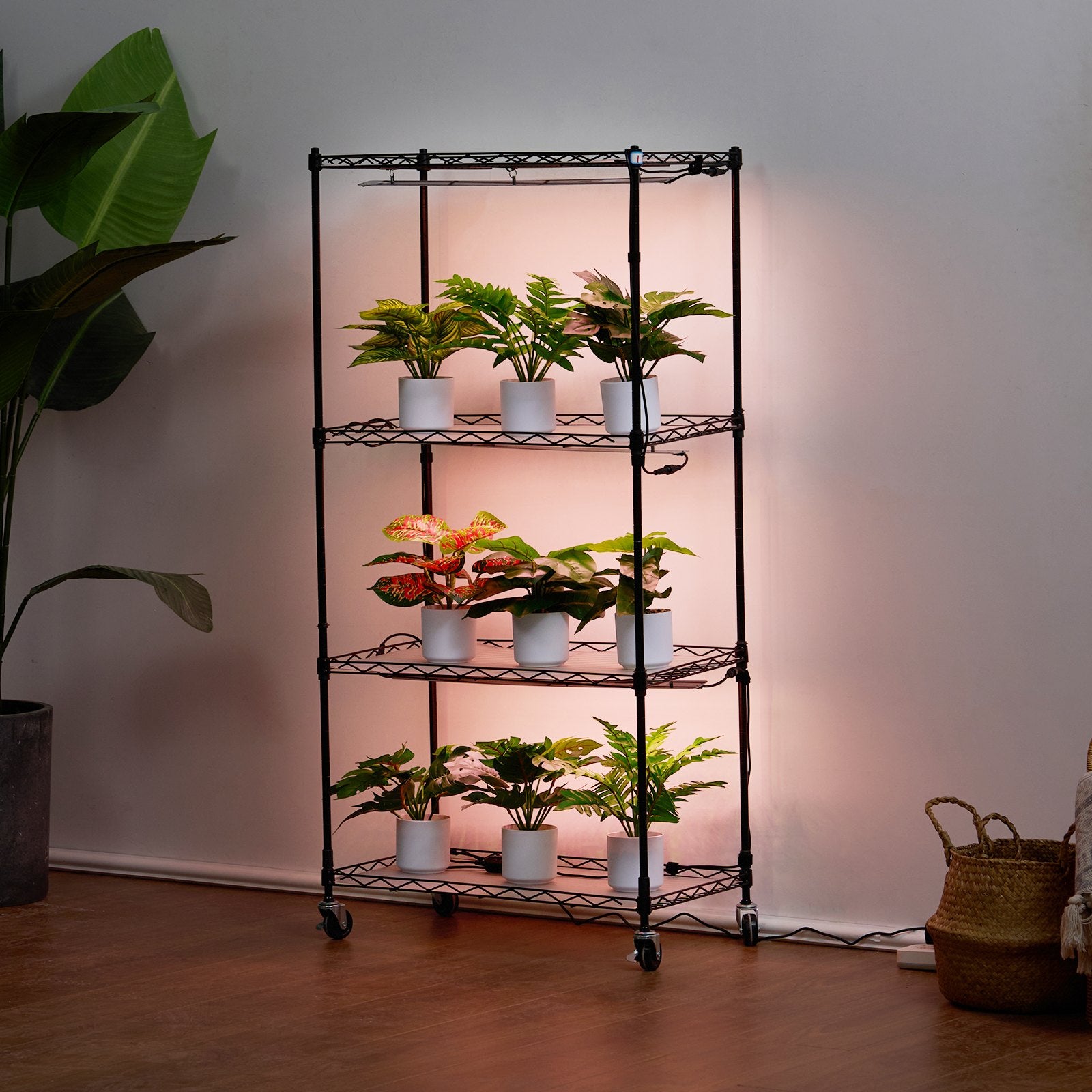 Pieejams 10 dienu laikā! VEVOR stends ar augu audzēšanas lampām - 4 līmeņi, 45W, augstums 126.5 cm