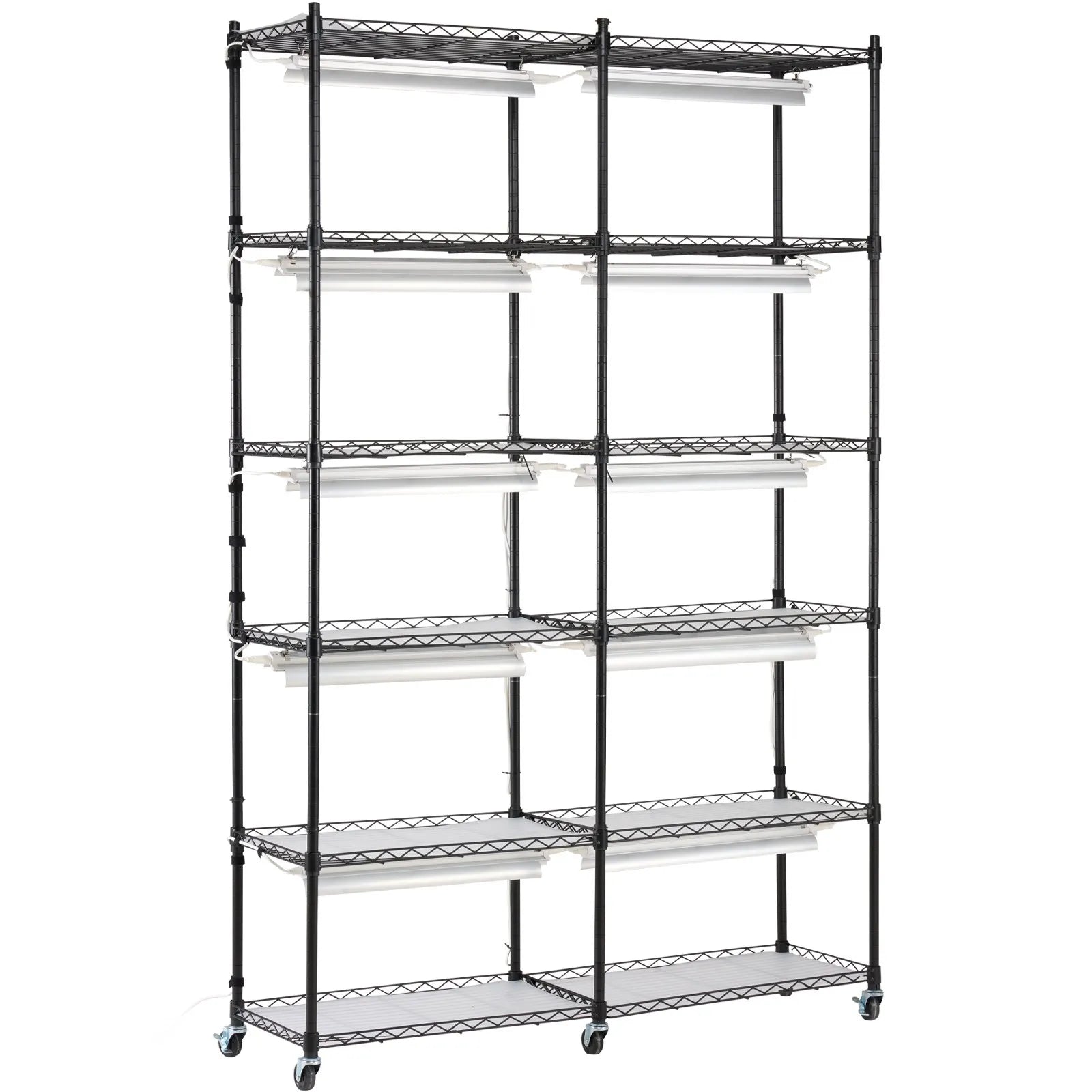 Augu statīvs ar augu lampu, 6 līmeņi, 200 W, 150 cm iekštelpu augu audzēšanas plaukts