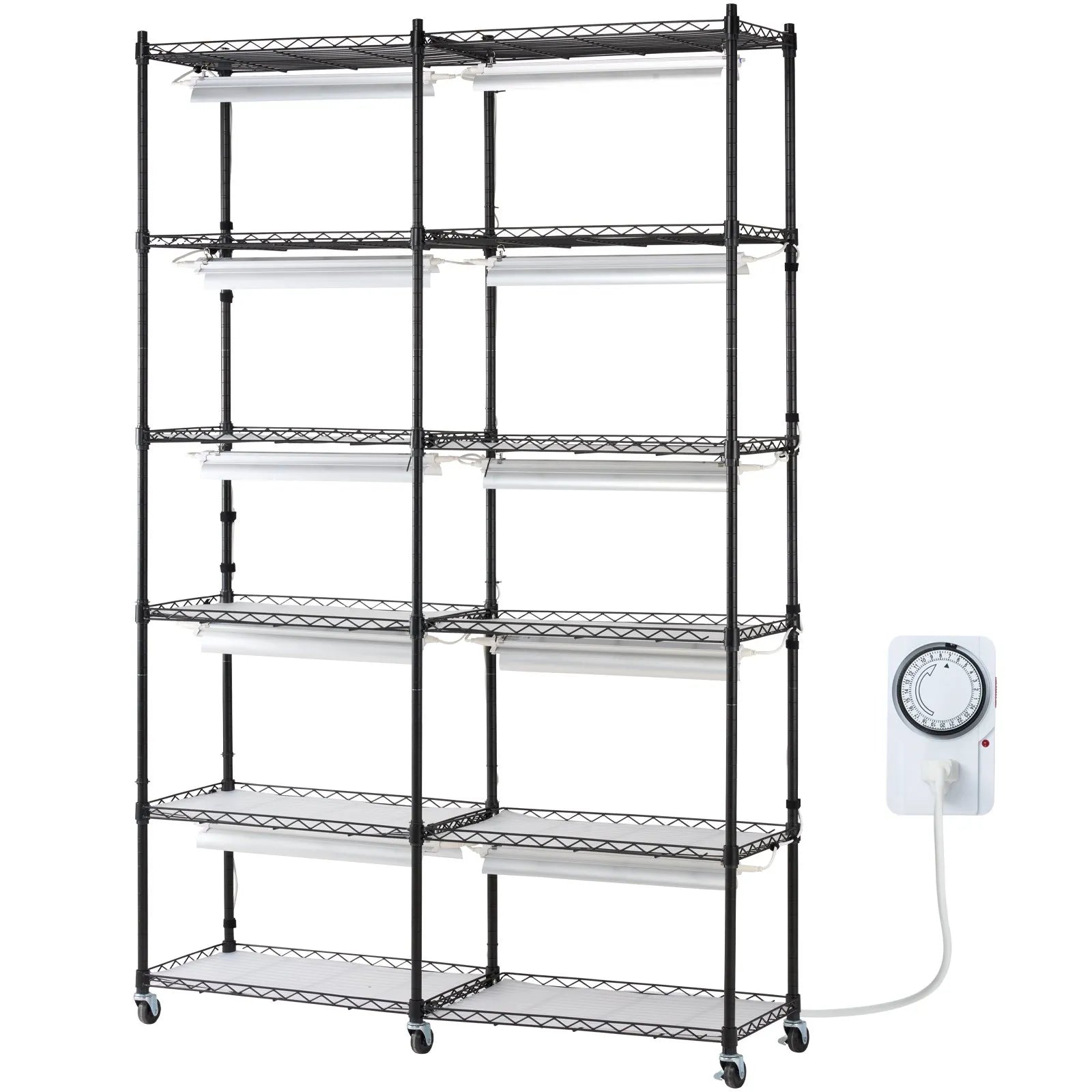 Augu statīvs ar augu lampu, 6 līmeņi, 200 W, 150 cm iekštelpu augu audzēšanas plaukts