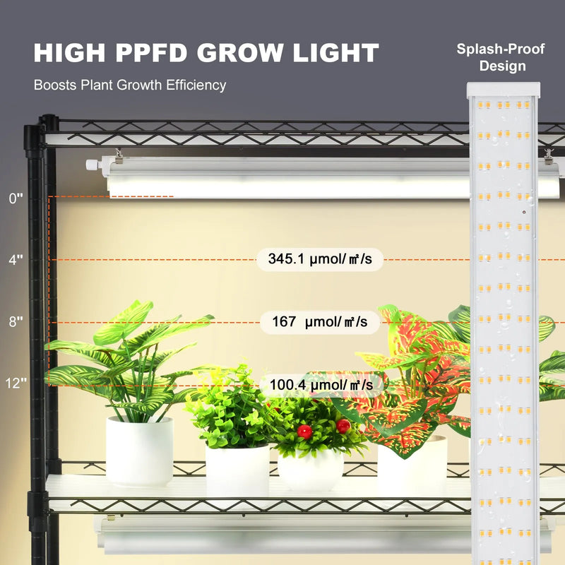 Augu statīvs ar augu lampām, 6 līmeņi, 150 W, 180 cm augsts augu audzēšanas plaukts