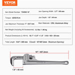 VEVOR Alumīnija taisnā cauruļu atslēga 450 mm, regulējama, CRV žokļi