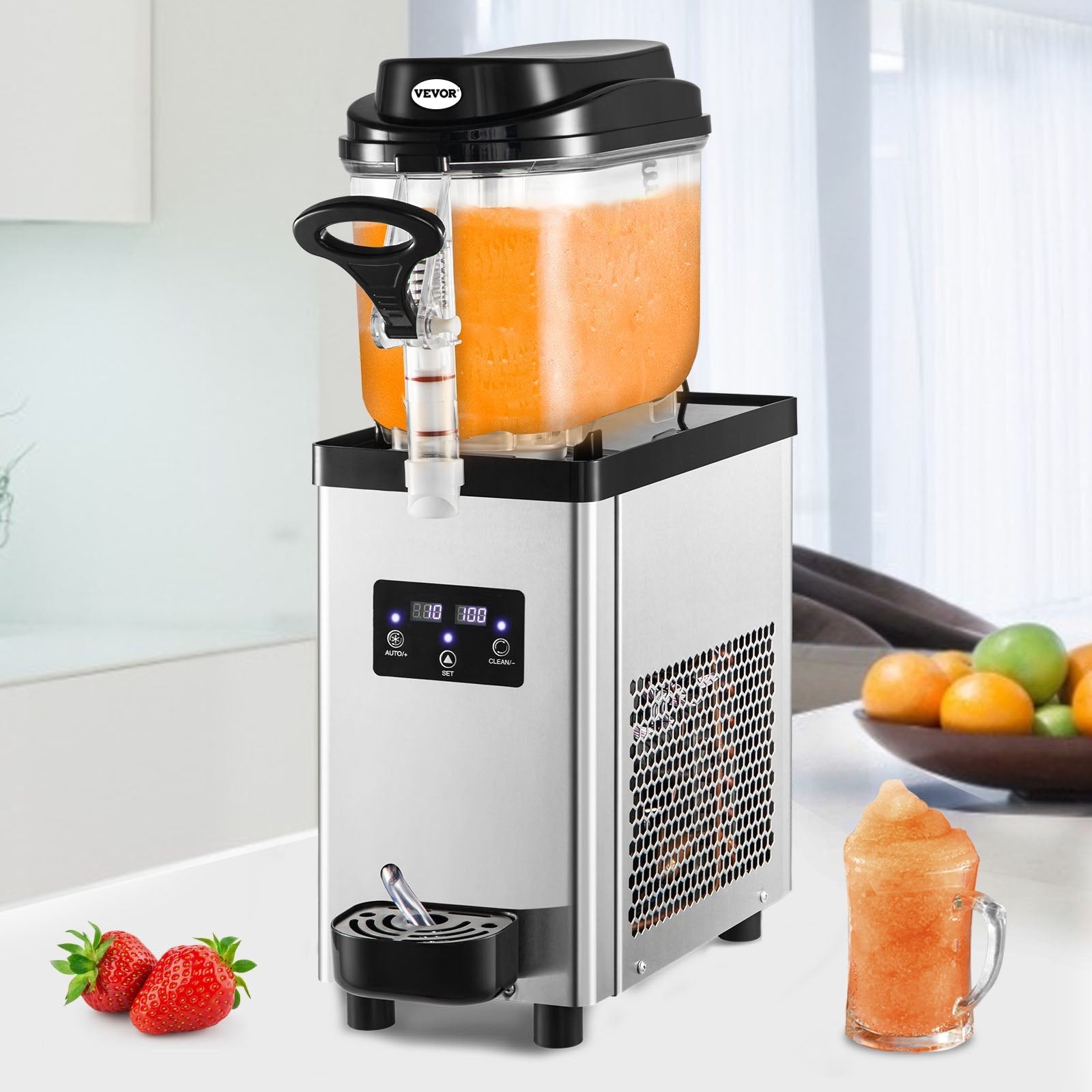 VEVOR komerciālā slushie mašīna 6L, 25 krūzes, 705W, nerūsējošais tērauds