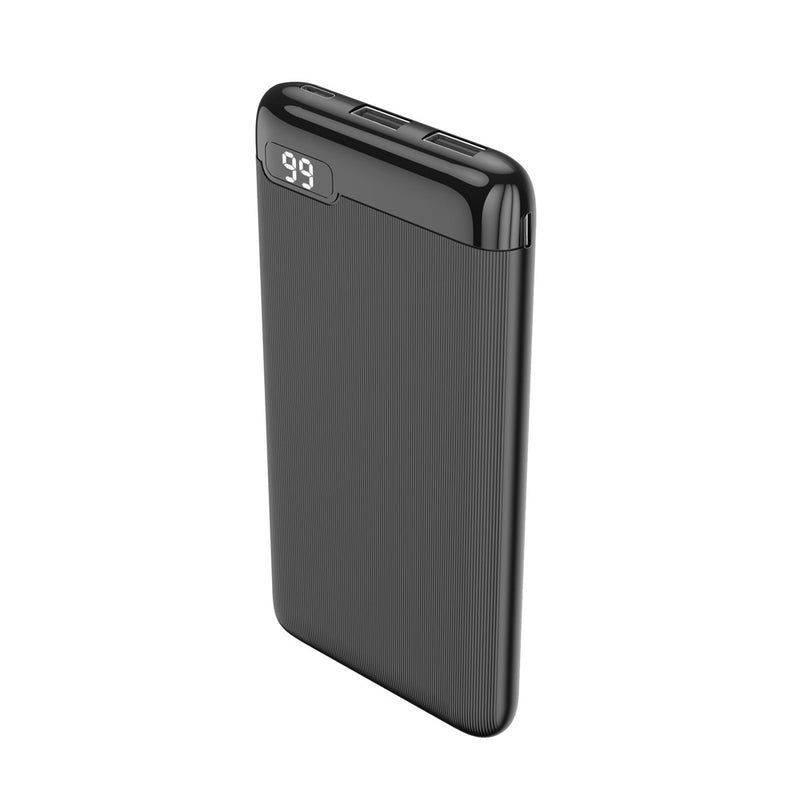 Setty 10000 mAh power banka ar LCD displeju melna universālai ierīču uzlādei