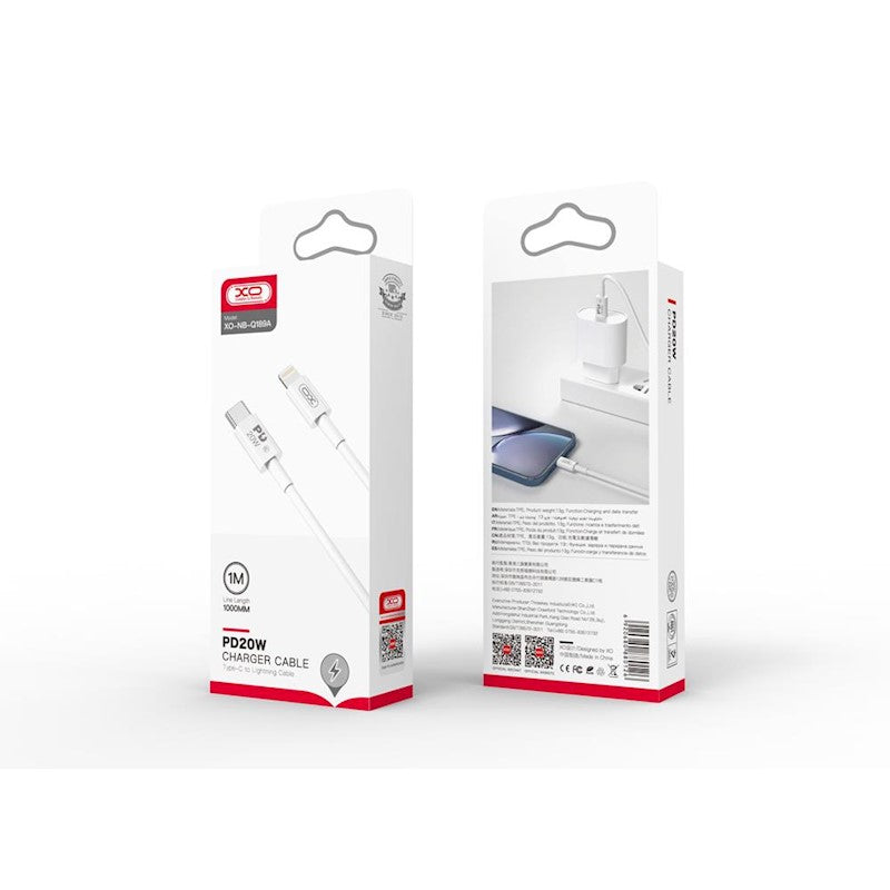 XO kaabel NB-Q189A PD USB-C - Lightning 1.0m 20W valge