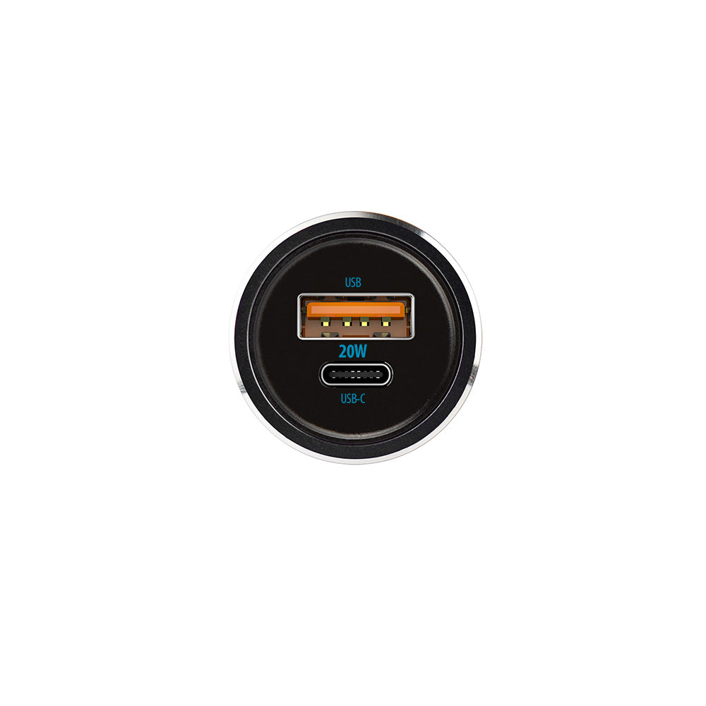 Forever CC-06 auto lādētājs, 20W, USB-C+USB-A, PD/QC, melns