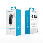Forever CC-06 auto lādētājs, 20W, USB-C+USB-A, PD/QC, melns