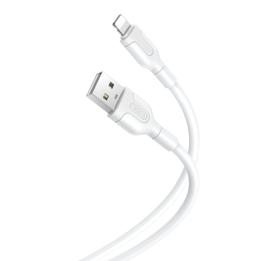 XO NB212 USB-A–Lightning kabelis, 2,1A, 10,5W, 1m, balts