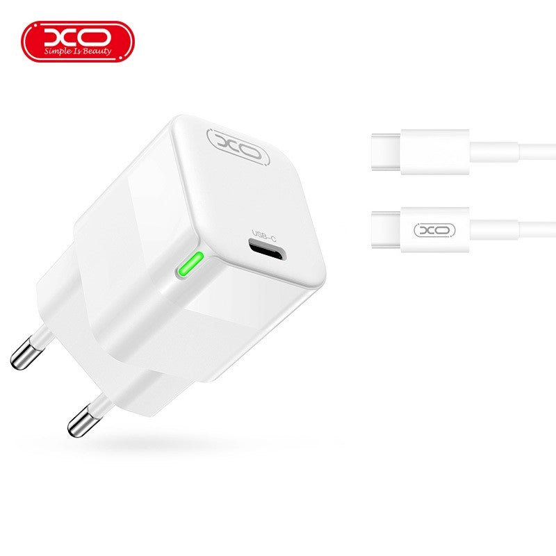 XO sienas lādētājs CE06 PD 30W 1x USB-C balts + USB-C - USB-C kabelis