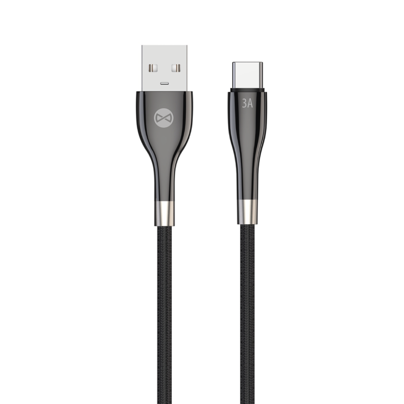 Forever Sleek USB – USB-C kabelis 1,0 m 3A, melns