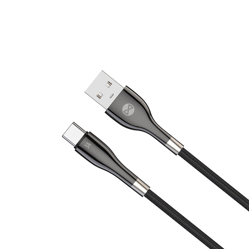 Forever Sleek USB – USB-C kabelis 1,0 m 3A, melns