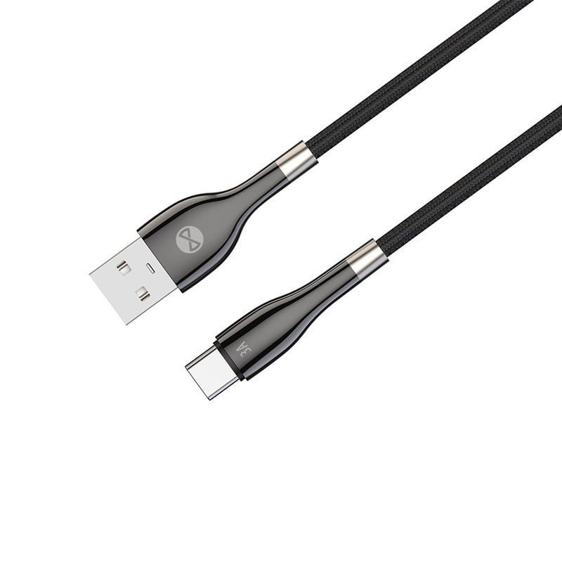 Forever Sleek USB – USB-C kabelis 1,0 m 3A, melns