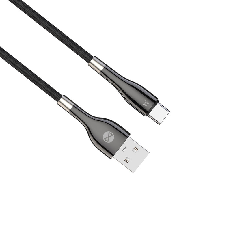 Forever Sleek USB – USB-C kabelis 1,0 m 3A, melns