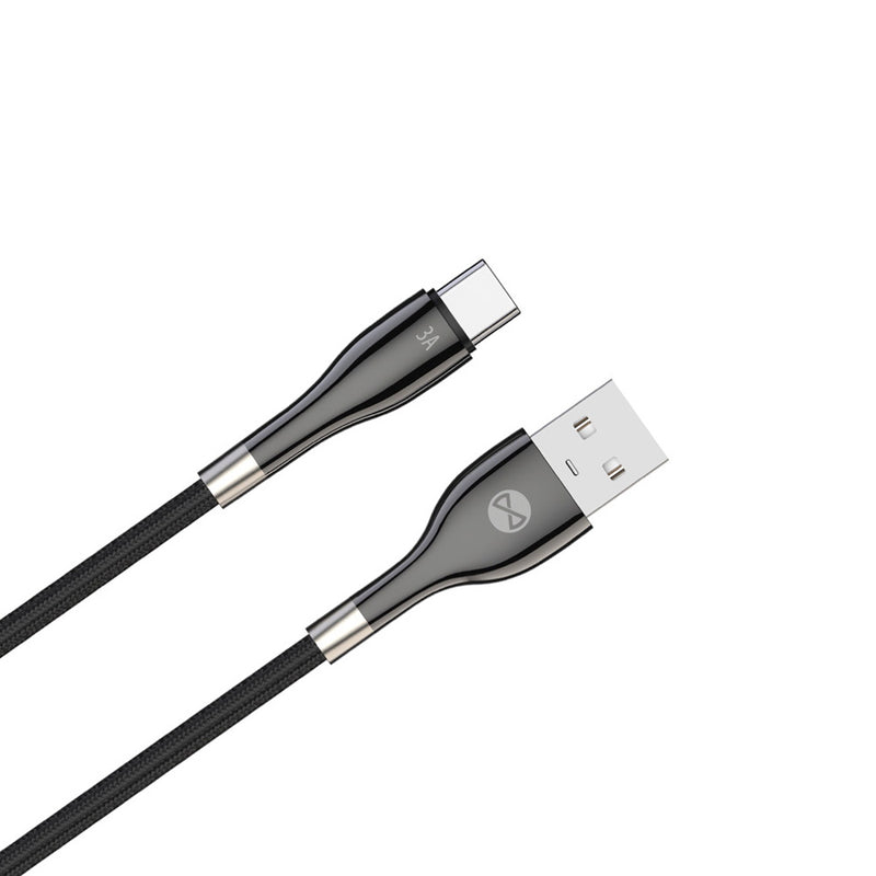 Forever Sleek USB – USB-C kabelis 1,0 m 3A, melns