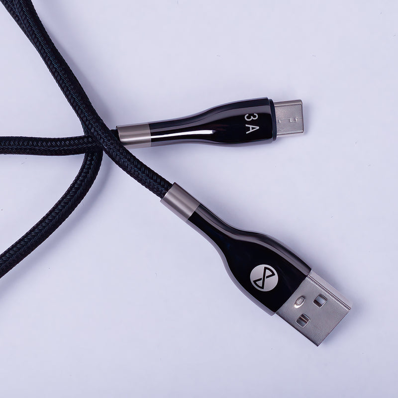 Forever Sleek USB – USB-C kabelis 1,0 m 3A, melns