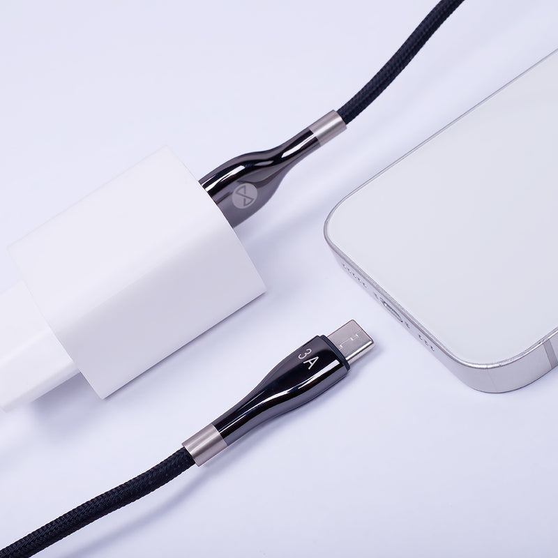 Forever Sleek USB – USB-C kabelis 1,0 m 3A, melns