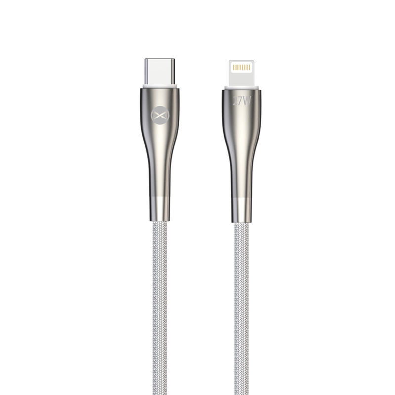 Forever Sleek USB-C–Lightning kabelis, 1 m, 27 W, balts