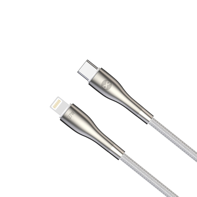 Forever Sleek USB-C–Lightning kabelis, 1 m, 27 W, balts