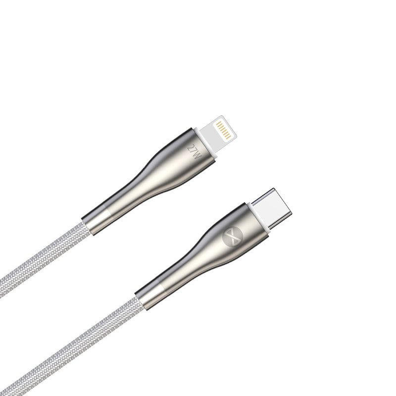 Forever Sleek USB-C–Lightning kabelis, 1 m, 27 W, balts