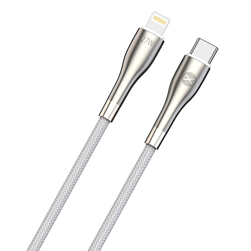 Forever Sleek USB-C–Lightning kabelis, 1 m, 27 W, balts