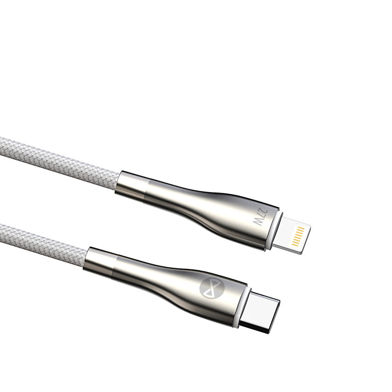 Forever Sleek USB-C–Lightning kabelis, 1 m, 27 W, balts