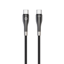 Forever Sleek USB-C uz USB-C kabelis 1 m 60 W melns ātrai uzlādei un datu pārraidei