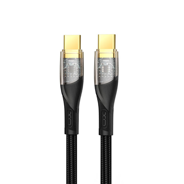 XO Caurspīdīgs kabelis NB-Q223B USB-C - USB-C 1,0 m 60W melns