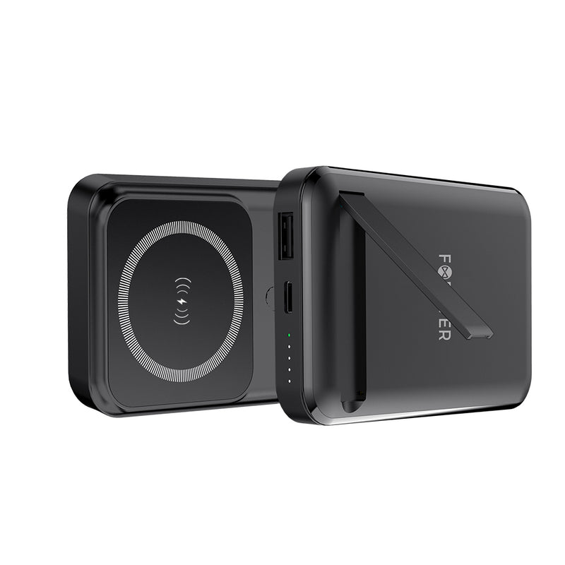 Forever MATB-100 10000 mAh magnētiskā bezvadu power banka 22.5 W melna ar PD un QC atbalstu