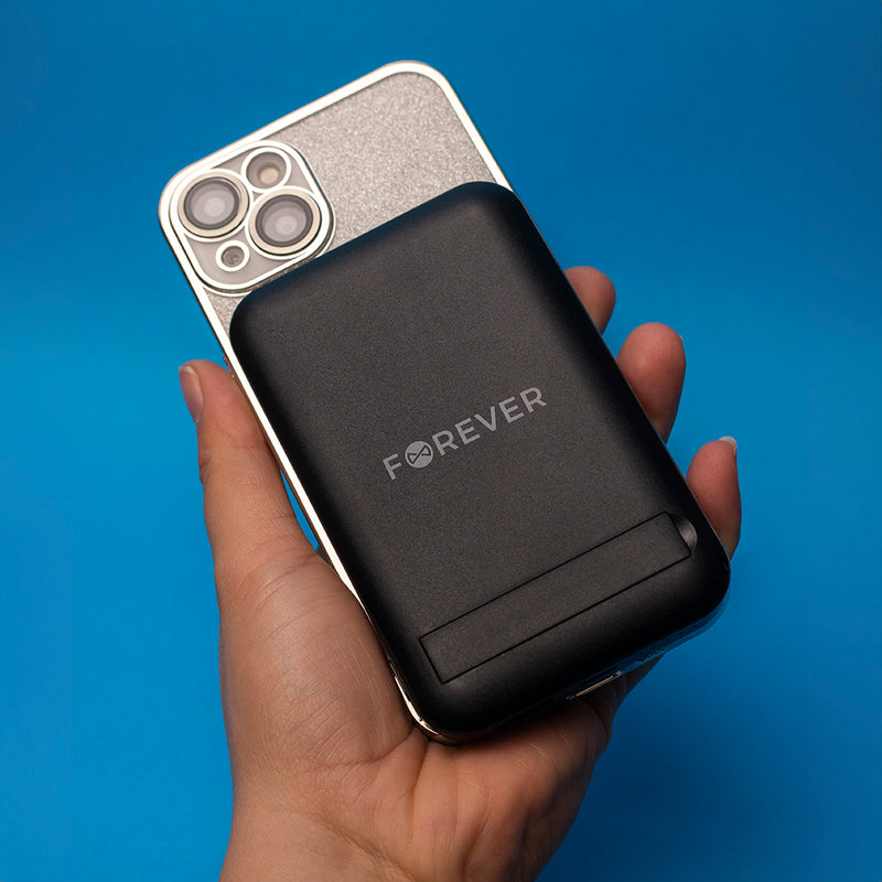 Forever MATB-100 10000 mAh magnētiskā bezvadu power banka 22.5 W melna ar PD un QC atbalstu