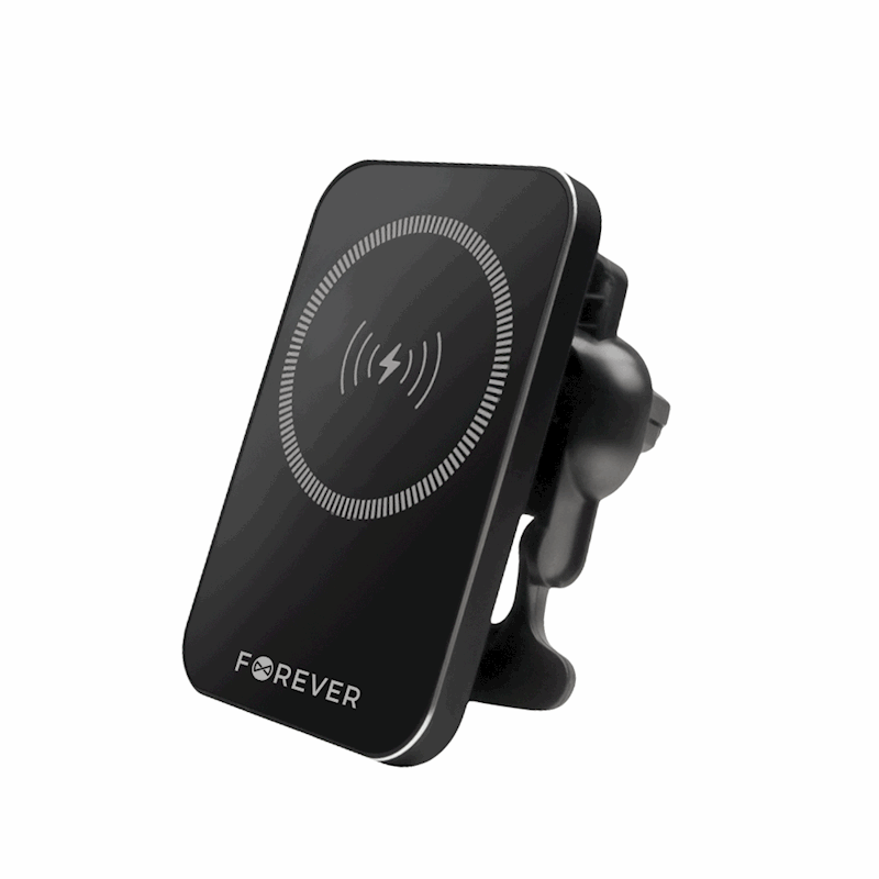 Forever magnētiskais auto turētājs gaisa ventilācijai MACH-100 ar bezvadu uzlādi, melns, 15 W
