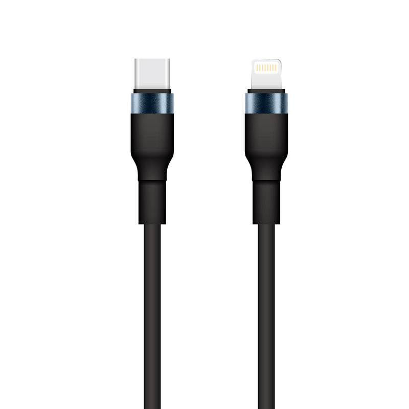 Setty USB-C – Lightning 1 m 3 A kabelis, melns KSC-L-131