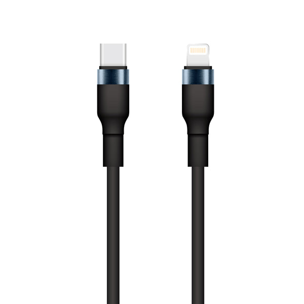 Setty USB-C – Lightning 1 m 3 A kabelis, melns KSC-L-131