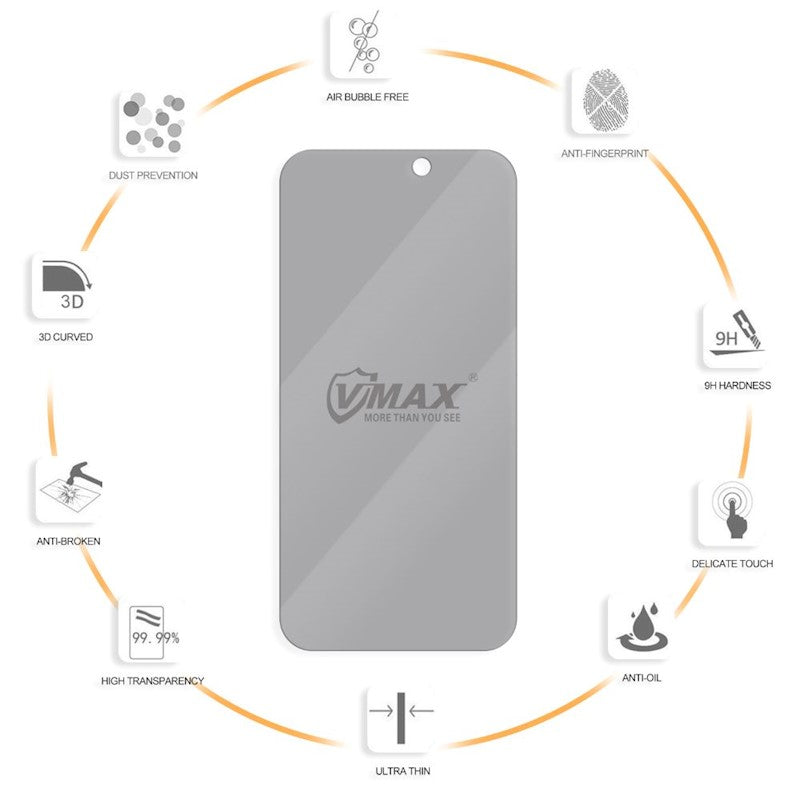 Vmax karastatud klaas 0,33 mm 2,5 D ülikiire privaatsusklaas Samsung Galaxy S22/S23