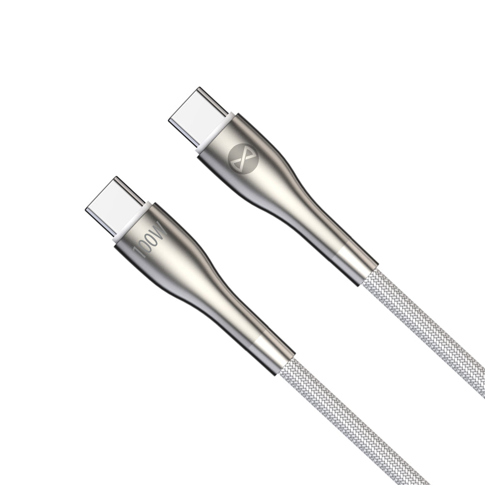Forever Sleek USB-C–USB-C kabelis, 1 m, 100 W, balts