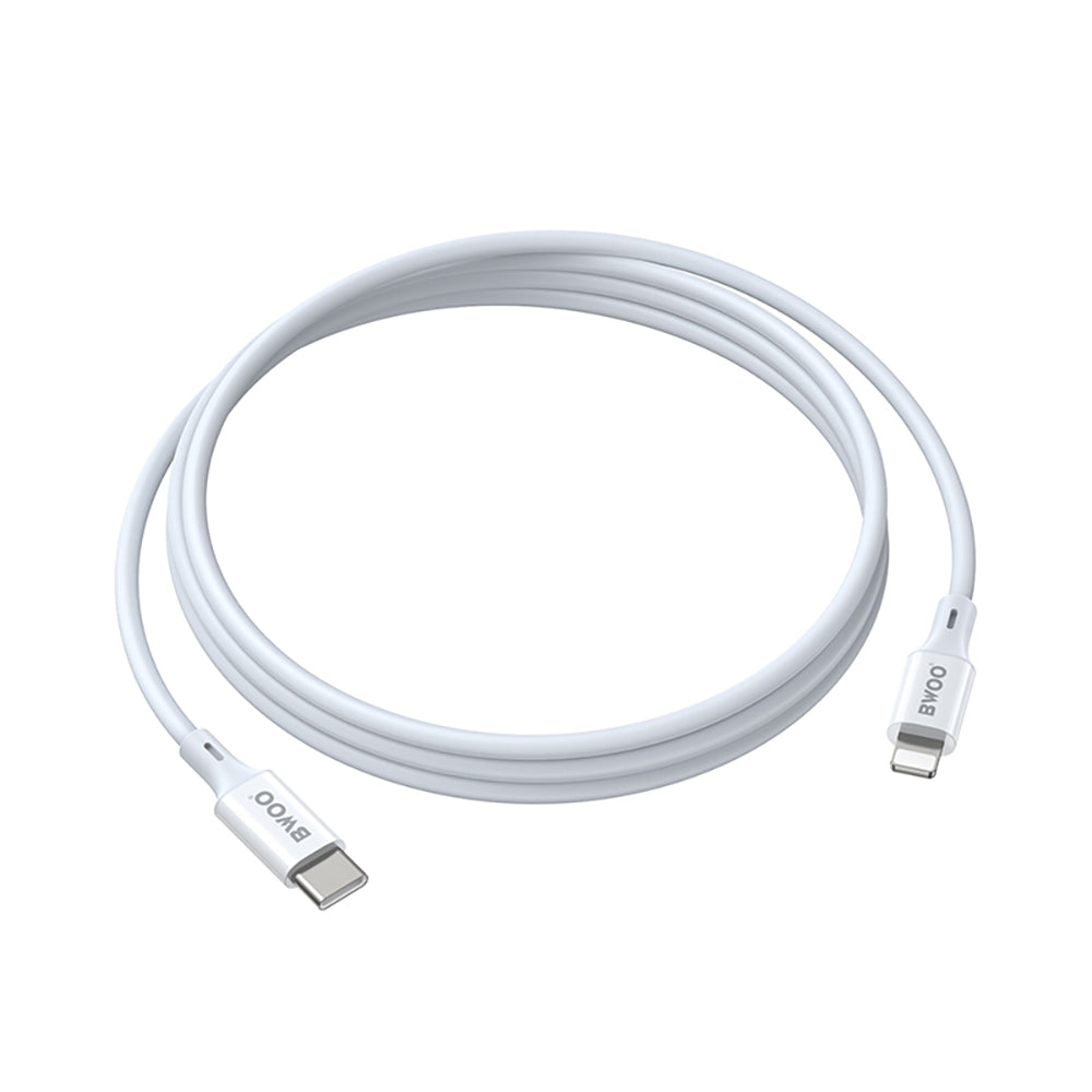 Кабель BWOO USB-C — Lightning, 1 м, 27 Вт, белый, для быстрой зарядки и передачи данных