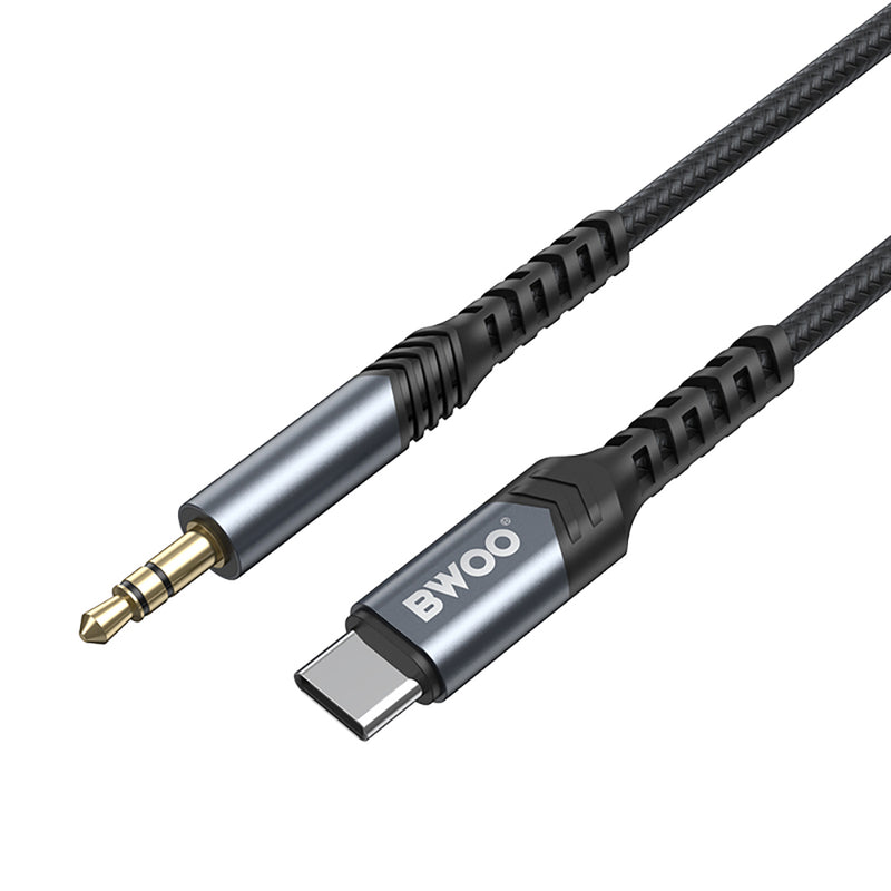 BWOO AUX kabelis 3,5 mm – USB-C BO-AUX066, melns